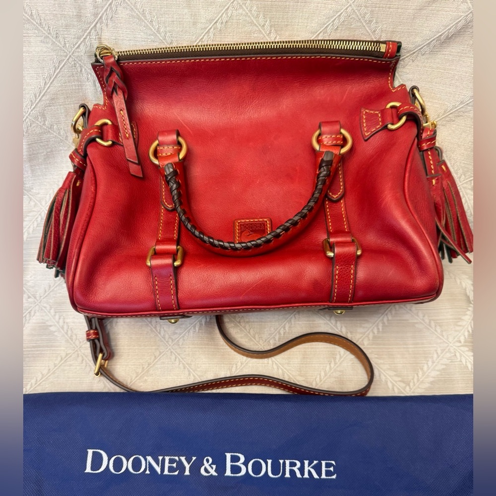 Dooney & Bourke Red Leather Women's Florentine Satchel Small Bag